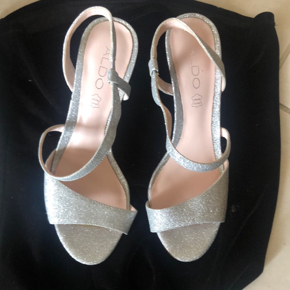Silver leather evening sandals